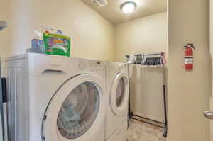 Laundry area featuring washer and clothes dryer