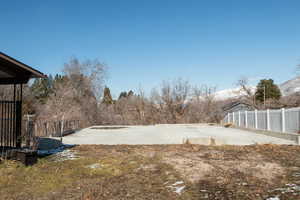 Concrete slab for 3-car garage. Below the slab is an area for storage