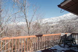 deck featuring a mountain view