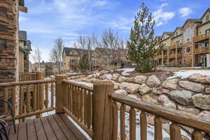 Wooden terrace with a residential view