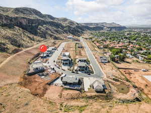 Bird's eye view with a mountain view