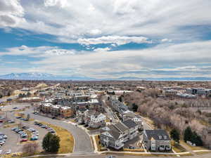 Drone / aerial view with a mountain view