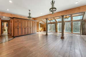 Great Room with Fireplace and skylights