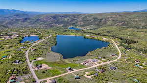 Drone / aerial view of a water and mountain view
