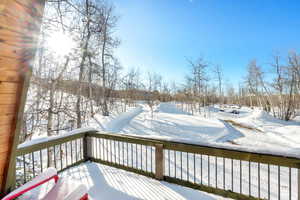 View of snow covered deck