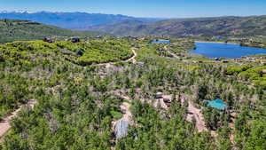 Drone / aerial view of a water and mountain view