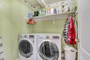 Clothes washing area with washer and dryer and laundry area