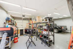 Garage featuring a garage door opener