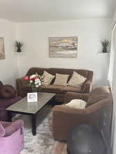 Living room featuring wood finished floors