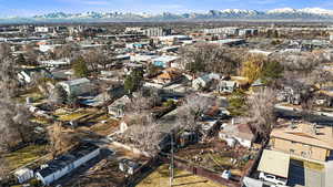 Drone / aerial view featuring a mountain view