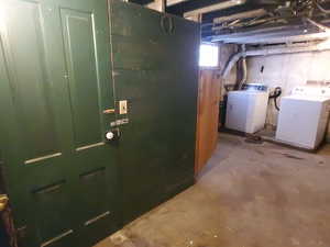 Basement featuring separate washer and dryer