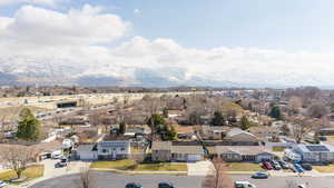 Drone / aerial view featuring mountain views
