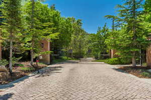 View of street with a gate and a gated entry