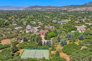 Aerial view of a mountainous background