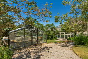 View of greenhouse featuring a mountain view