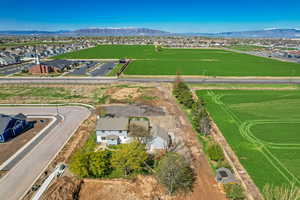 Drone / aerial view with a mountain view and a residential view