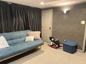 Living area downstairs - great for games wired for home theater.