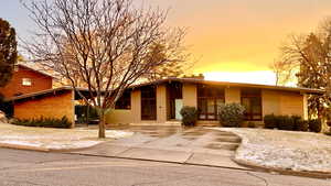 Mid-century home with a chimney