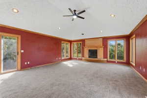 Family room with 2 exterior entrances and fireplace