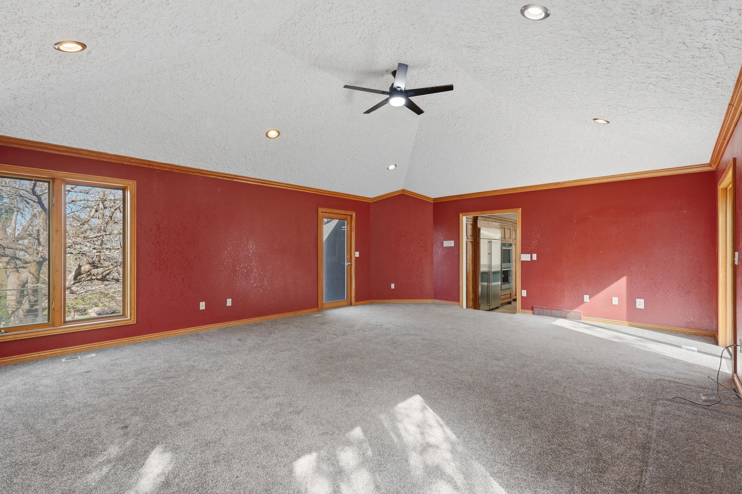 Family room with entrace to kitchen