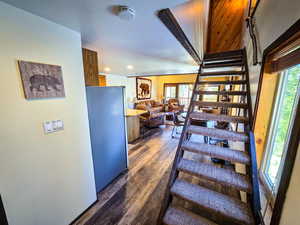 Stairs with wood finished floors