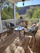 Wooden deck with outdoor lounge area