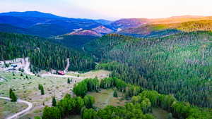 Mountain view featuring a heavily wooded area