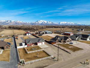 Drone / aerial view with a mountain view and a residential view