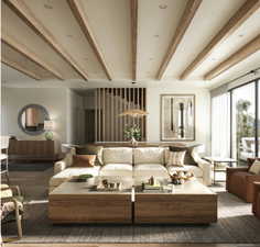 Living area featuring beam ceiling and wood finished floors