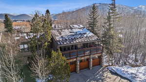 Exterior space featuring a mountain view