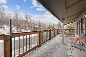 View of snow covered deck