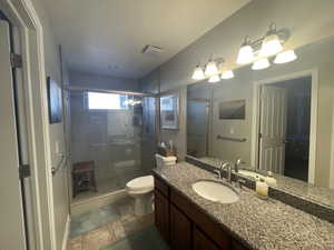 Main Bathroom with an oversized upgraded shower and vanity