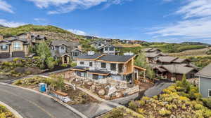 Aerial perspective of suburban area