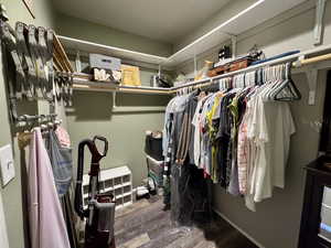 Spacious closet with wood finished floors
