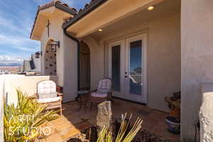 View of patio with french doors