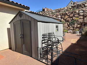 View of outdoor storage shed