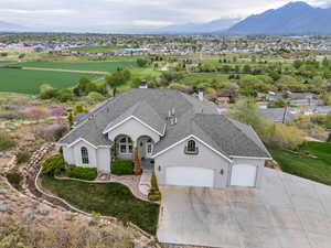 Drone / aerial view with a mountain view