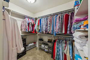 Walk in closet featuring carpet floors