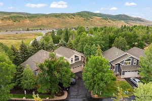 View from above of property with mountains