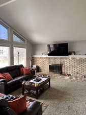 Spacious  Living Room with Cozy Fireplace