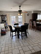 Tile Dining and Kitchen, French Doors to Large 2 level Deck