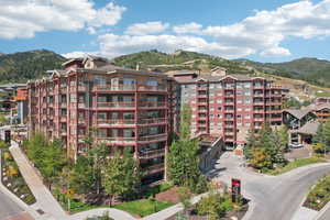 View of building exterior with a mountain view