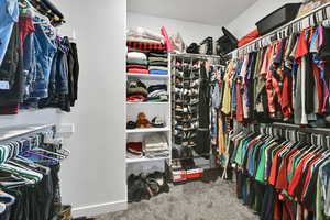 Spacious closet with carpet floors