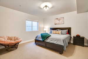 Bedroom featuring baseboards and carpet floors