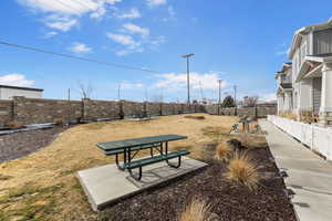 View of home's community featuring a lawn and a fenced backyard