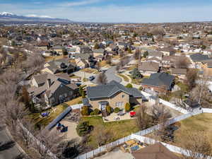 Drone / aerial view featuring a mountain view and a residential view