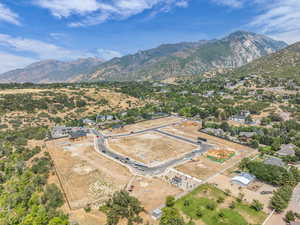 Drone / aerial view of a mountain backdrop
