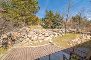 Wooden deck featuring fence