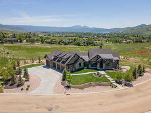 View from above of property with mountains