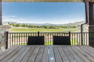 Deck featuring a mountain view
